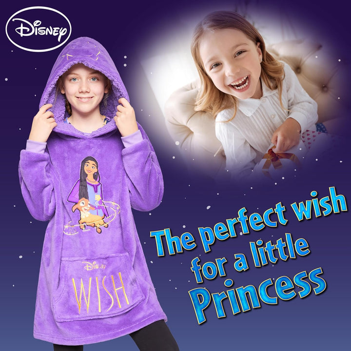 Disney Hoodie Decke Mädchen, Kuscheldecke mit Ärmeln, Fleece Kapuzenpullover, Hoodie Mädchen Geschen