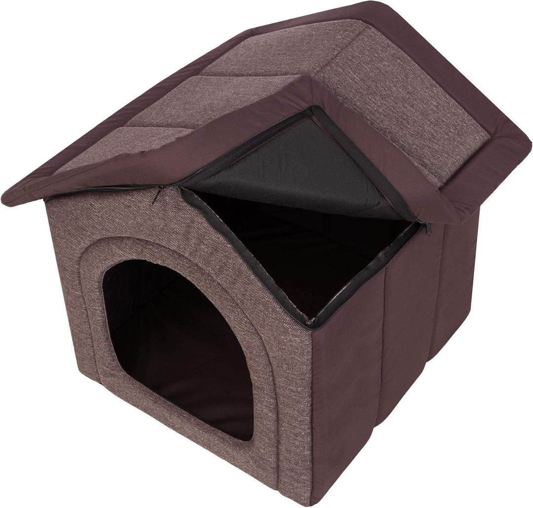 PillowPrim Hundehütte Hundehöhle Hundebett Hundehaus Katzenhöhle Tierbett XL - 60x55 cm Dunkelbraun