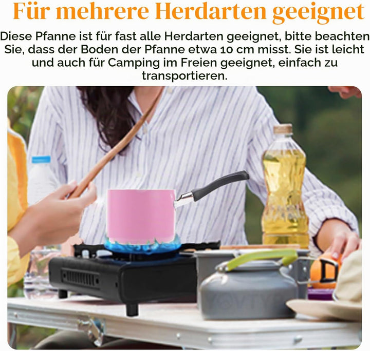 Mini Kochtopf mit Griff 550ml 10cm Kleine Milchpfanne Antihaft Butterwärmer Mini Suppentopf Milch Ko