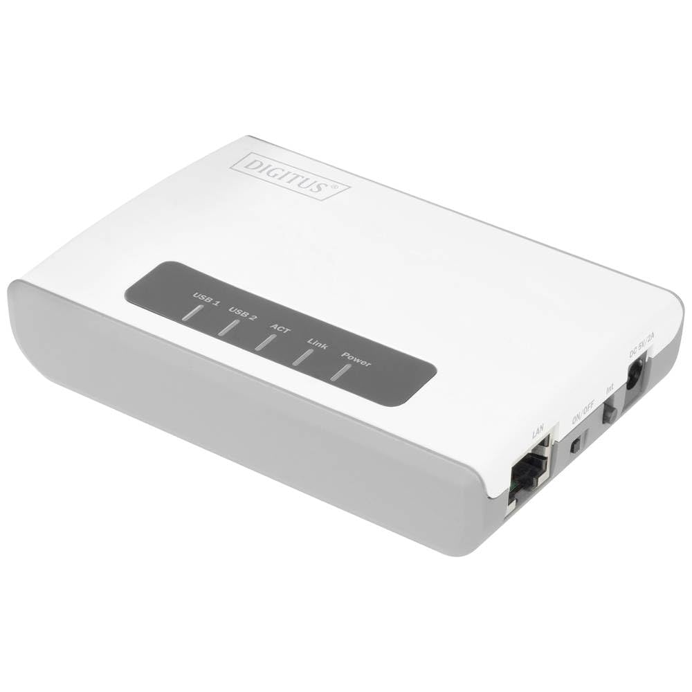 DIGITUS Wireless 300N Multifunction Network Server 2-Port, USB2.0, Network USB Hub, Print Server