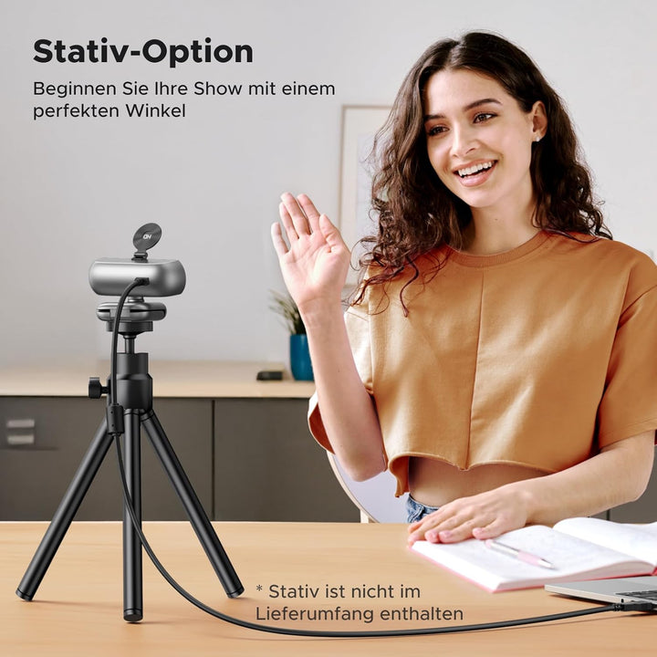UGREEN Webcam 2K, USB A Webcam mit Mikrofo, Kamera PC, Fixfokus, 80°Sichtfeld, Kamera mit Privacy Co