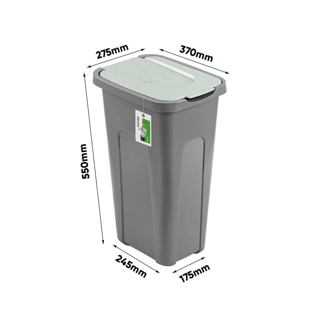 PAFEN Grosser Mülleimer SET für Recycling - 4er Abfallbehälter Hohe Recyclingbehälter - 2x 30l und 2