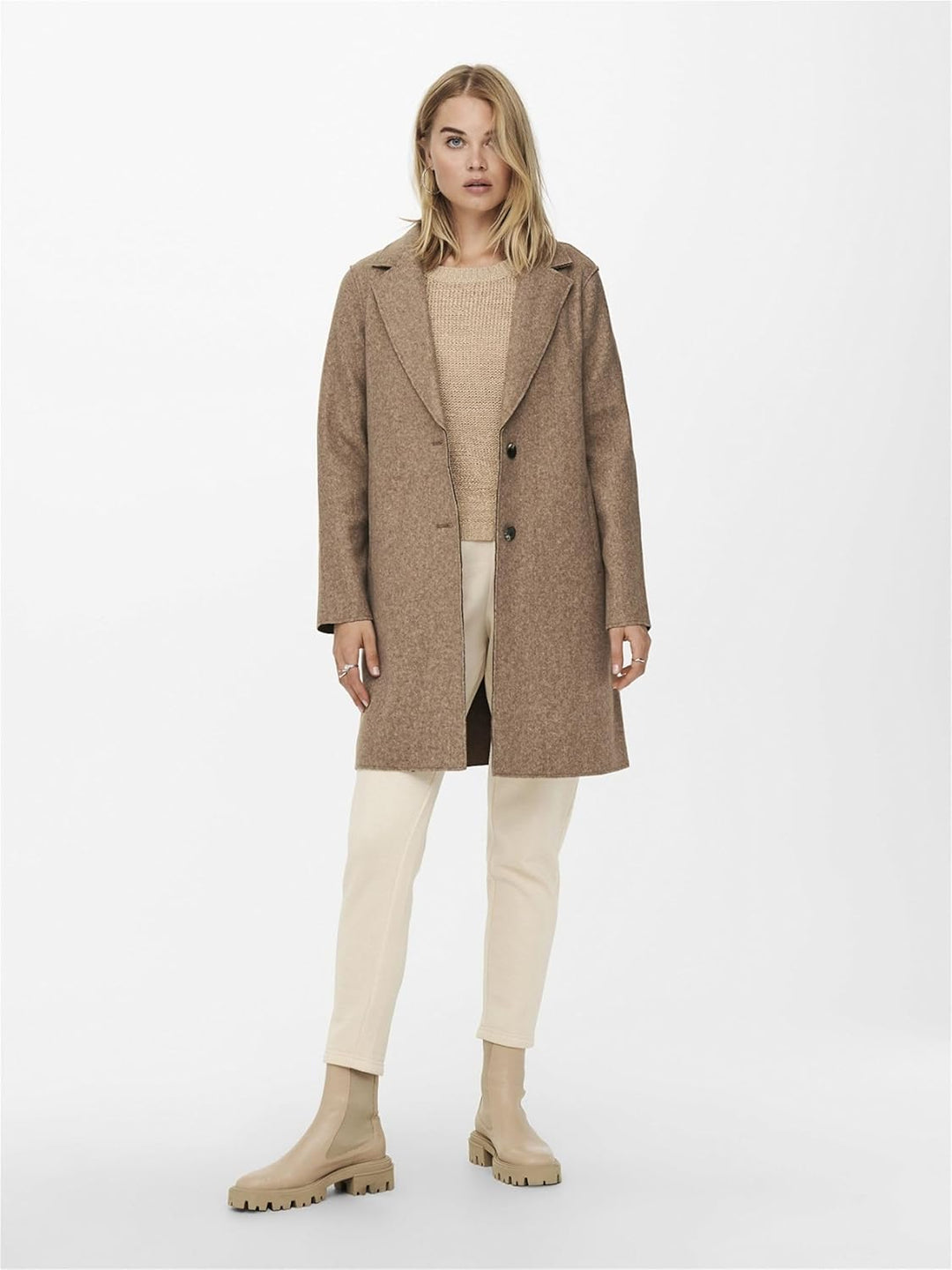 ONLY Damen Kurzmantel Carrie Bonded lange Damenjacke mit Knopfleiste S Woodsmoke Melange, S Woodsmok
