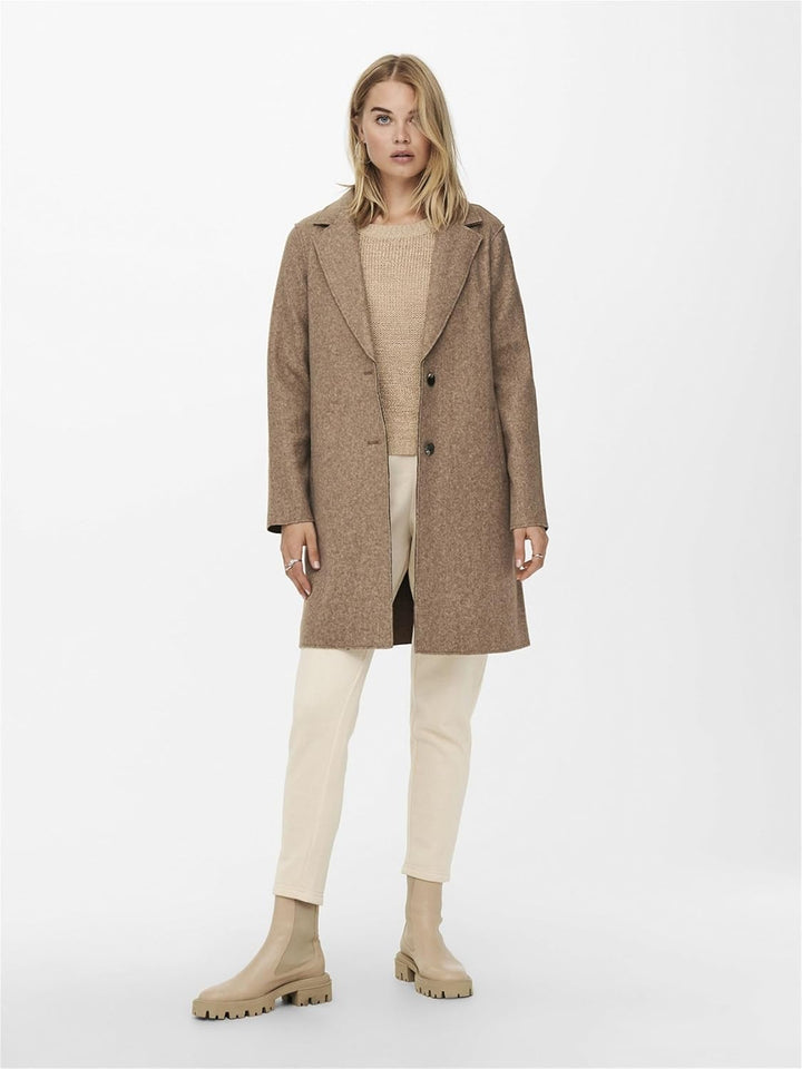 ONLY Damen Kurzmantel Carrie Bonded lange Damenjacke mit Knopfleiste S Woodsmoke Melange, S Woodsmok