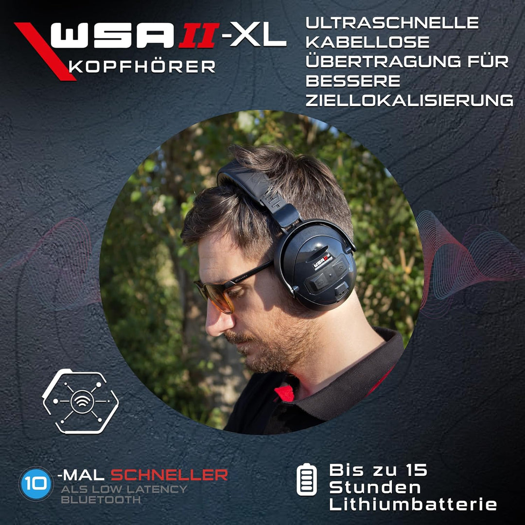 XP METAL DETECTORS WSAII-XL Kabellose Kopfhörer für Deus II, bequem und leicht zu tragen Dank kompak