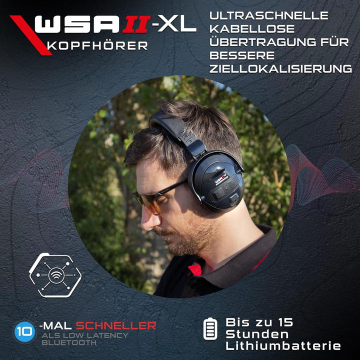 XP METAL DETECTORS WSAII-XL Kabellose Kopfhörer für Deus II, bequem und leicht zu tragen Dank kompak