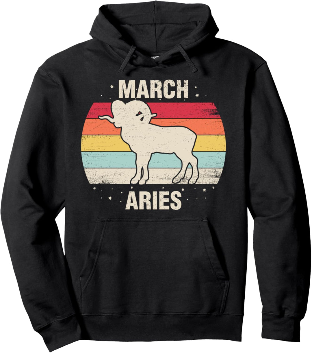 Widder März Geburtstag Geschenk Retro Schild 60er 70er Jahre Pullover Hoodie