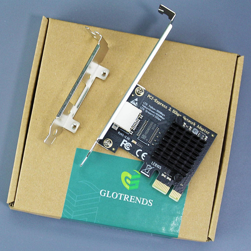GLOTRENDS LE8105 2.5Gbps PCIe Ethernet Netzwerkkarte, RTL8125BG Chip, RJ45 LAN Port, PCIe X1 Install