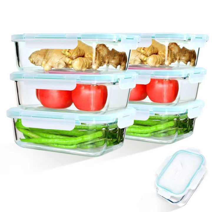ERUIV Glasbehälter Mit Deckel (6 Stück),1520ML Lebensmittelkonservierung Meal Prep Boxen Glas, Kann