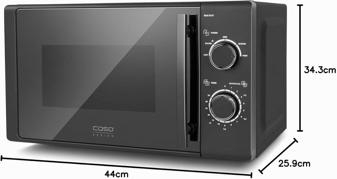CASO | M20 EASY Mikrowelle | einfache Bedienung, 20 L Garraum, 700 Watt Leistung, Drehteller Ø 25,5c