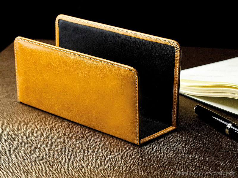 DELMON VARONE - Briefständer aus Premium Leder Vintage Anilin braun, Dokumentenablage zur Aufbewahru