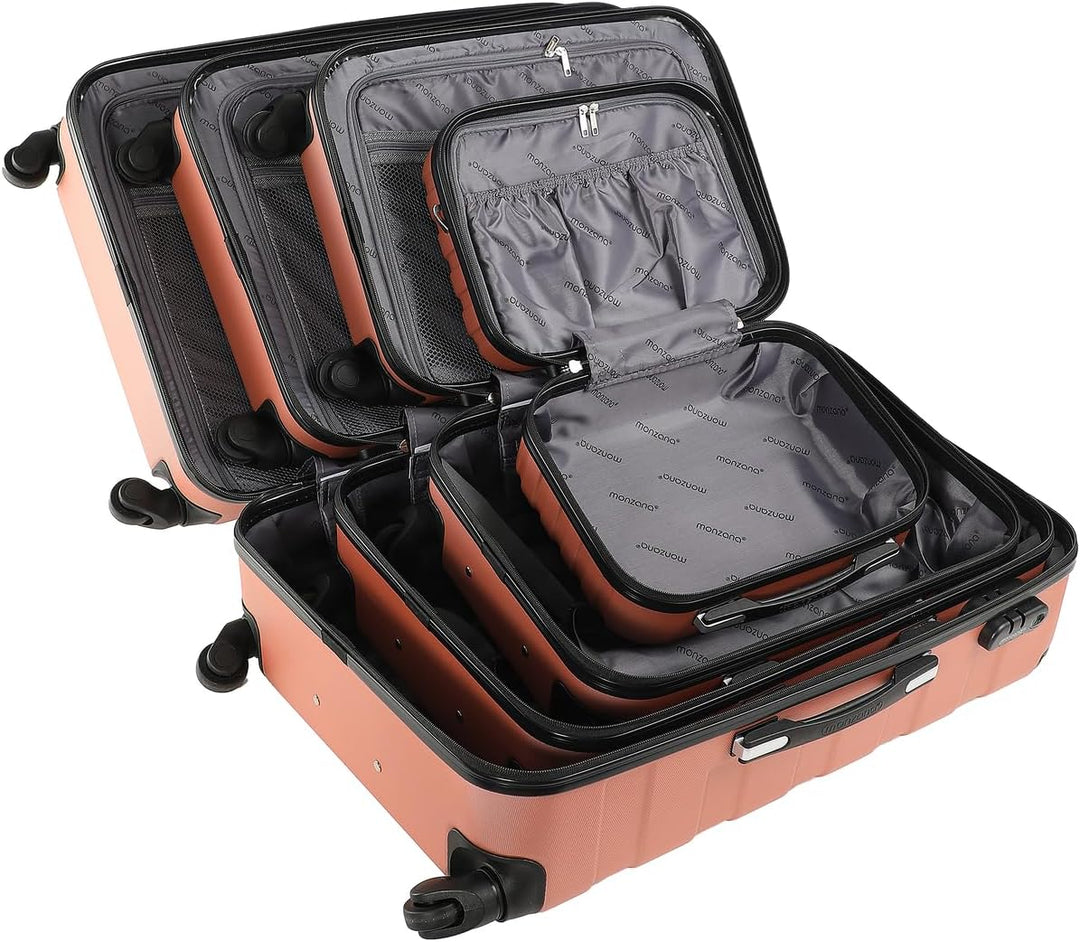 MONZANA® Kofferset Essential Hartschalen Koffer M-L-XL Gel-Griffe 4 Rollen Kantenschutz Beautycase S