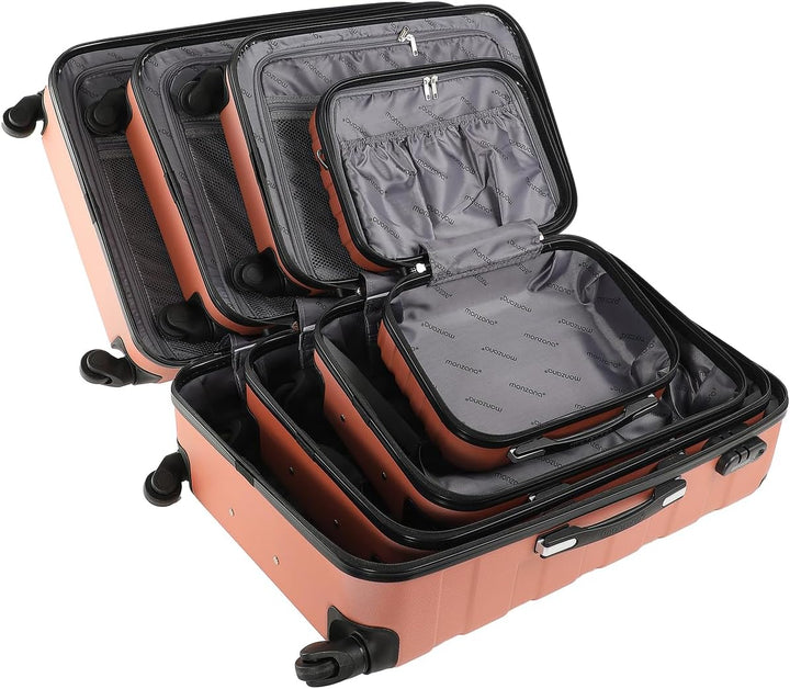 MONZANA® Kofferset Essential Hartschalen Koffer M-L-XL Gel-Griffe 4 Rollen Kantenschutz Beautycase S