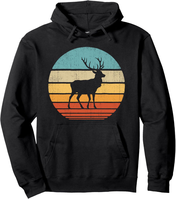 Deer Retro Vintage Style 60s 70s Men Women Gifts Elk Animal Pullover Hoodie