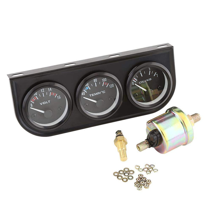 Öl-/Volt-/Wasseranzeige mit Edelstahl, 3-in-1-Voltmeter + Wassertemperaturanzeige + Öldruckmesser mi