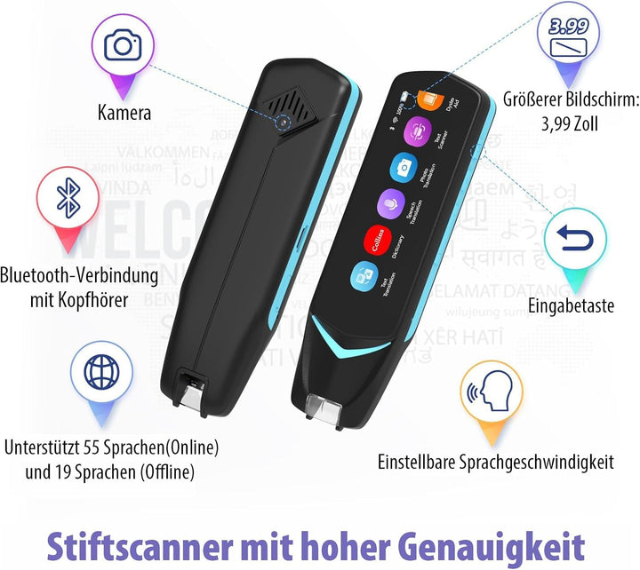 NEWYES Übersetzungs Stift Scannen,Übersetzer mit Sprachausgabe,Scannerstift zur Dateneingabe,OCR Les