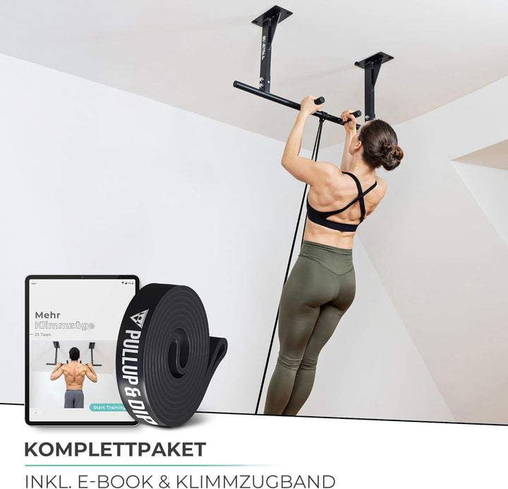 PULLUP & DIP Klimmzugstange für Deckenmontage – Pull Up Bar & Reckstange für das Home Gym – Stabil &