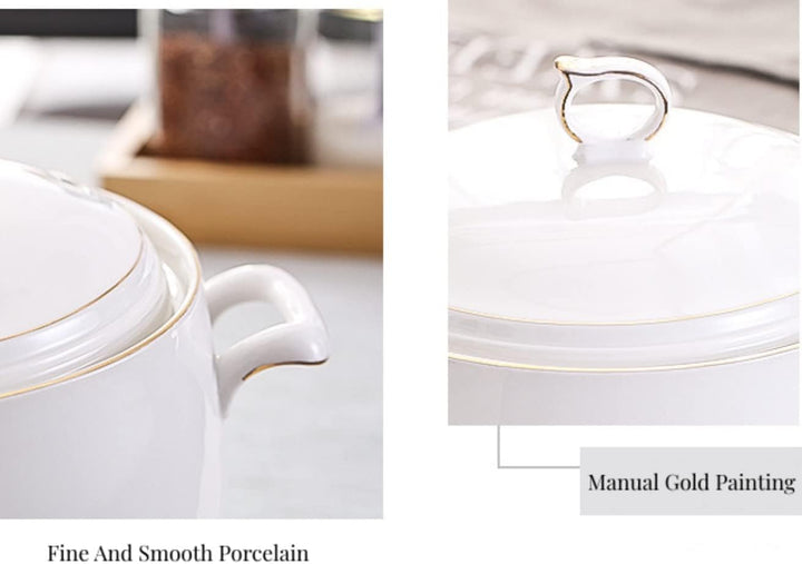 Suppenterrine aus Keramik mit Deckel, 3 l, grosse Kapazität, Servierturene mit Doppelgriffen für Küc