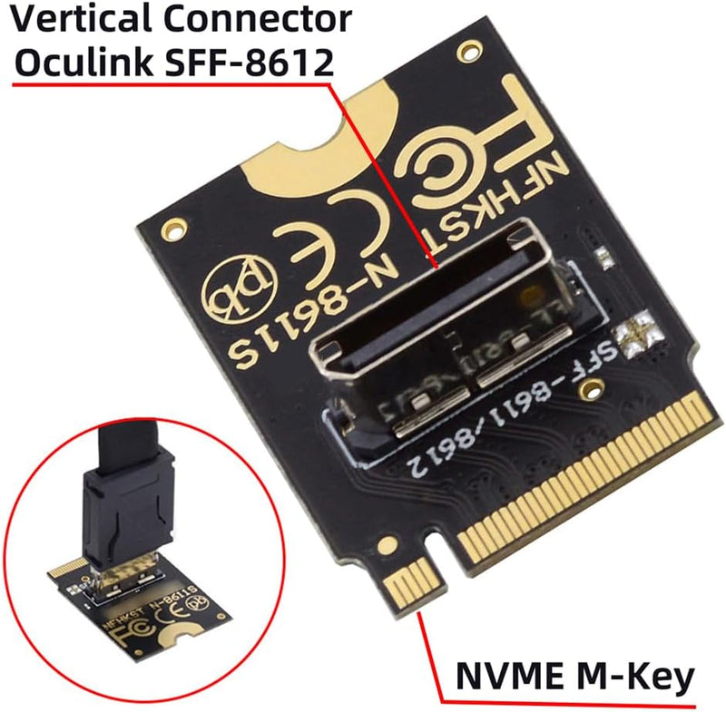 NFHK 2230 PCI-E4.0 M.2 M-Key auf Oculink SFF-8612 SFF-8611 Vertikaler Host-Adapter für NVME U.2 SSD