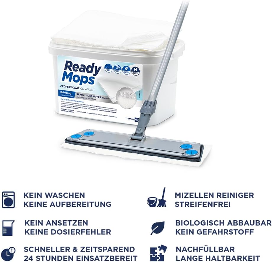 CleaningBox® Feuchte 5-in-1 ReadyMops Reinigungsmopps Bodenwischtücher mit Allzweckreiniger (ohne Wi