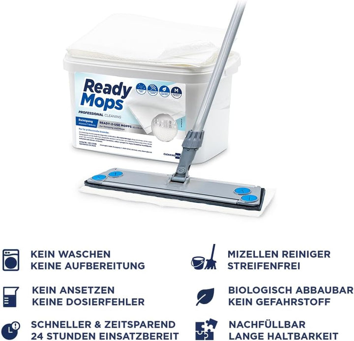 CleaningBox® Feuchte 5-in-1 ReadyMops Reinigungsmopps Bodenwischtücher mit Allzweckreiniger (ohne Wi