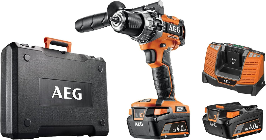 AEG PRO18V Akku-Schlagbohrschrauber BSB 18C2BL LI-402C (Max. Drehmoment 65Nm, 13mm Metall-Spannbohrf