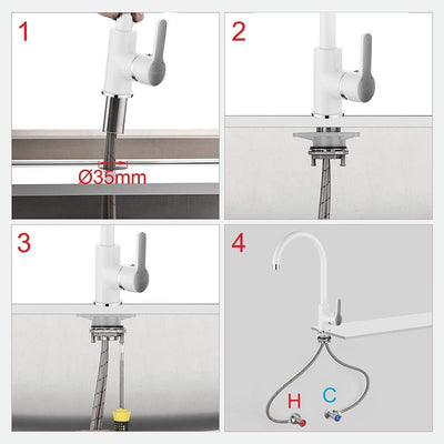 Ibergrif Square - Einhebel Küchenarmatur, Hoch Wasserhahn für Bad mit Auslauf Höhe 271 mm, Weiss, Kü