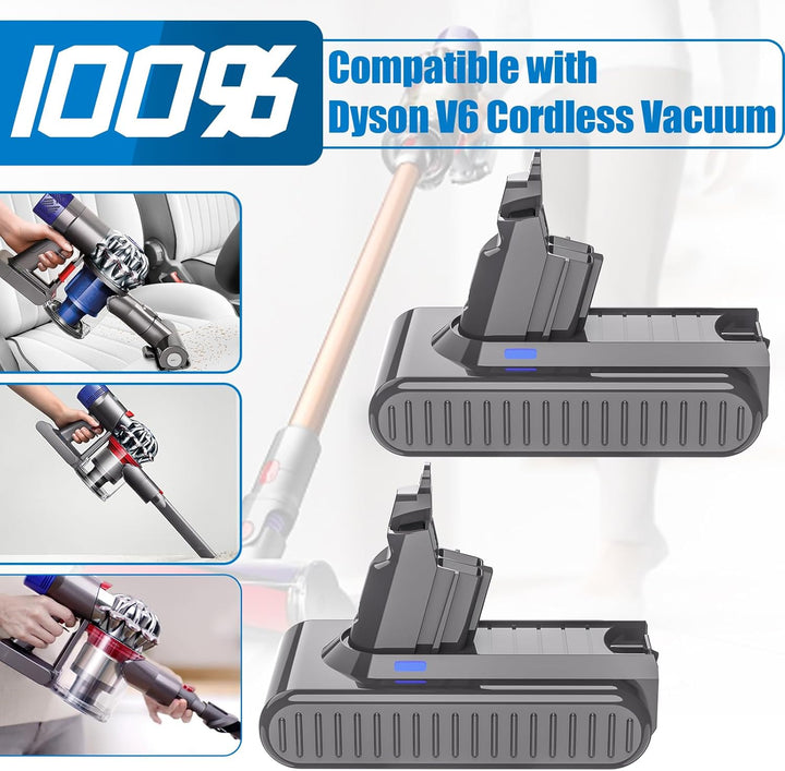 Für Dyson V6 Ersatzakku, Akku 6000 mAh für DC62 DC58 DC59 DC61 DC72 DC74 SV03 SV05 SV06 SV07 SV09 St