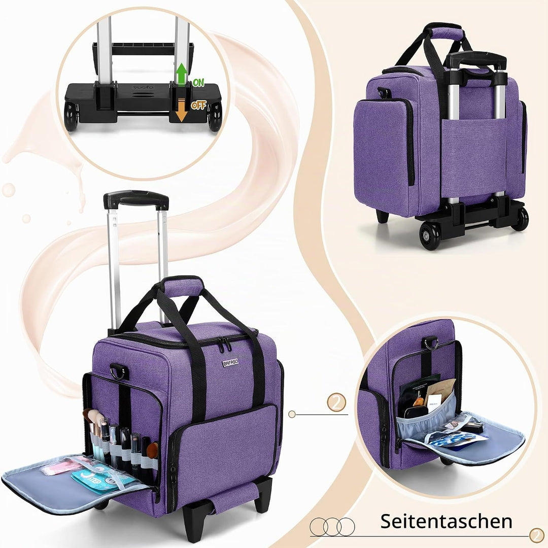 BAFASO Kosmetikkoffer Trolley, Make up Koffer Gross, Schminkkoffer Damen mit Rollen, Abnehmbar Kosme