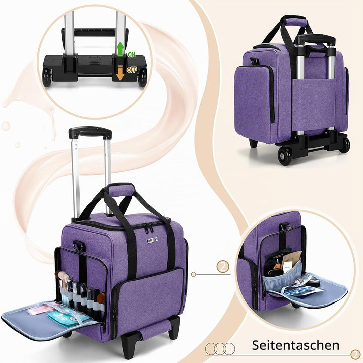 BAFASO Kosmetikkoffer Trolley, Make up Koffer Gross, Schminkkoffer Damen mit Rollen, Abnehmbar Kosme