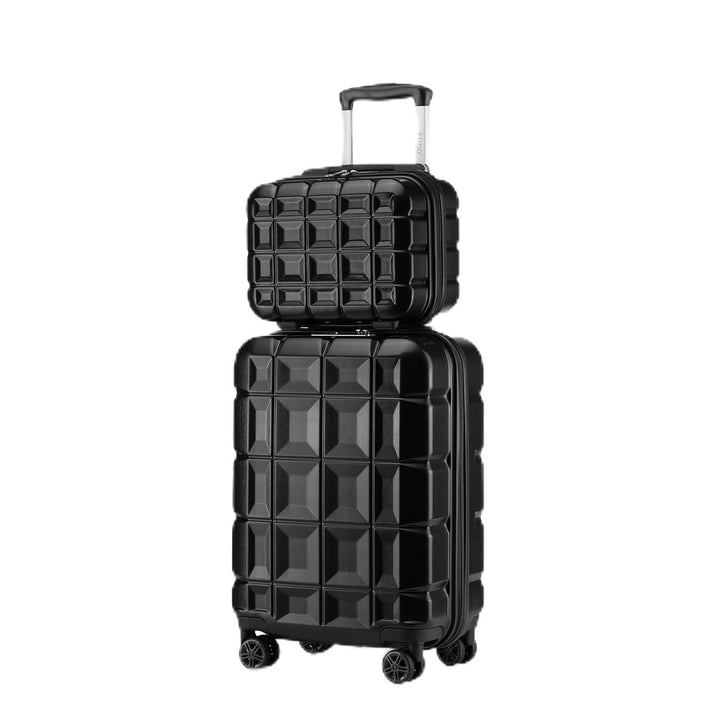 KONO Gepäck-Sets Kofferset 2 Teilig Handgepäck Koffer mit Beautycase (54cm+Kosmetikkoffer, Schwarz)