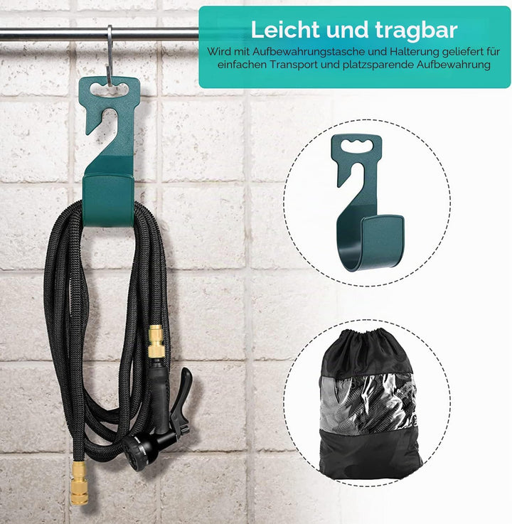 Flexibler Gartenschlauch mit 8 Funktion Garten Handbrause Flexibel 3/4 Zoll & 1/2 Schlauchhaken Aufb