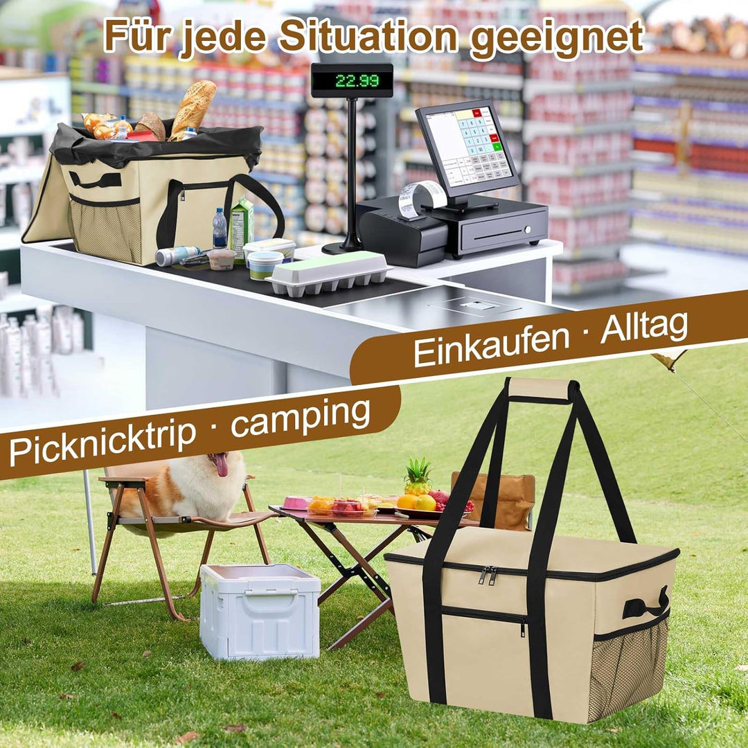 Coolerbag – Kühltasche aus hochwertigem Polyestergewebe, Large Cool Bag with Hard Bottom, Portable F