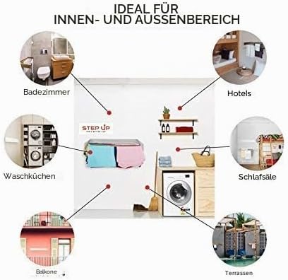 Step Up Wäscheständer - wandmontiert - ausziehbar - Wäscheständer klappbar, faltbar für drinnen oder