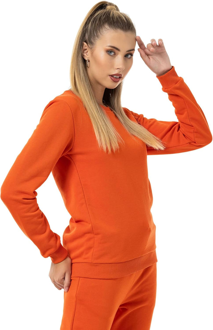 Redbridge Damen Freizeitanzug Jogginganzug Hose Sweatshirt Premium Basic XS Orange, XS Orange