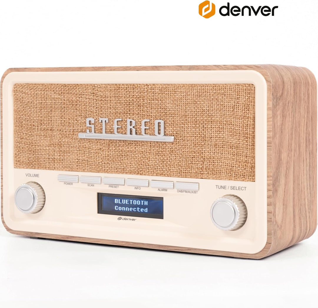 Denver Retro-Bluetooth-Radio, DAB-18 WH, Sport, Mehrfarbig (Mehrfarbig), Einheitsgrösse