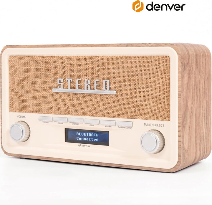 Denver Retro-Bluetooth-Radio, DAB-18 WH, Sport, Mehrfarbig (Mehrfarbig), Einheitsgrösse