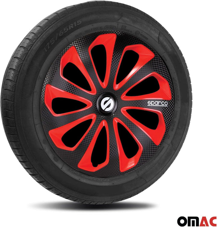 Satz Sparco Radzierblenden Sicilia 15-Zoll Schwarz/Rot/Karbon