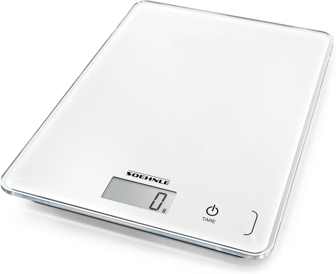 Soehnle Küchenwaage Page Compact 300 weiss, digitale Küchenwaage bis zu 5 kg Tragkraft, Waage mit le