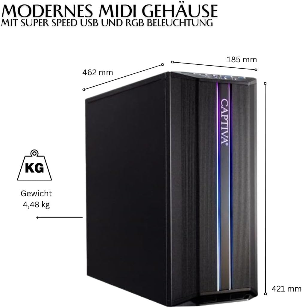 Captiva G9AG 23V1 I AMD R5 5500 I Mainboard A520M I 16GB DDR4 RAM I GeForce RTX 3050 8GB I 500GB M.2