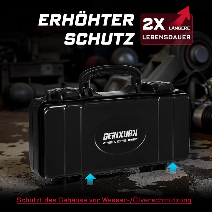 Schwarzer Werkzeugkasten, Tragbarer, Robuster Werkzeugkoffer aus Stahl mit Sicherheitsverschluss und