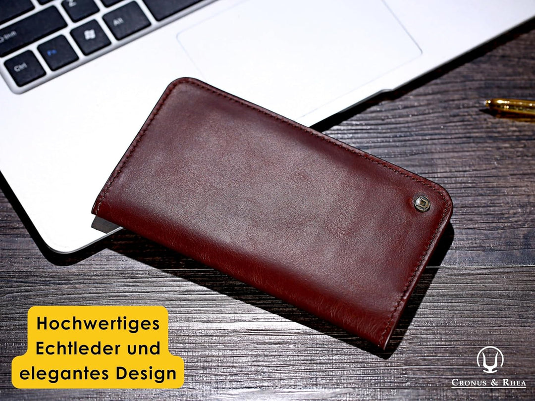 Cronus &amp; Rhea - Smartphone Geldbörse aus Leder - Modell: Cerberus - Mit Geschenkbox - Geldbeutel Hül