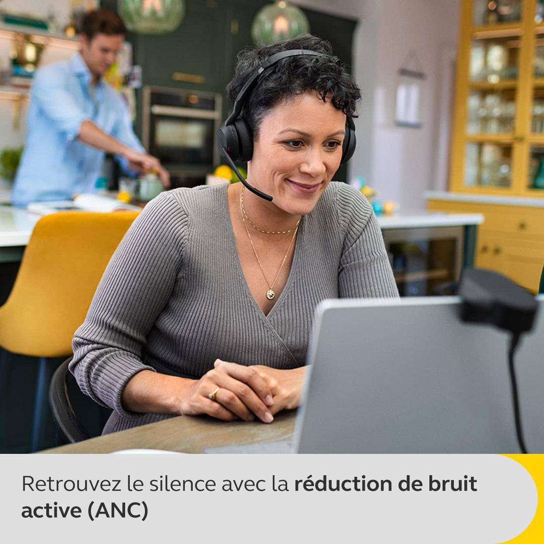 Jabra Evolve2 55 - schnurloses Stereo-Headset mit Ladestation Air Comfort - Mikrofone mit Geräuschun