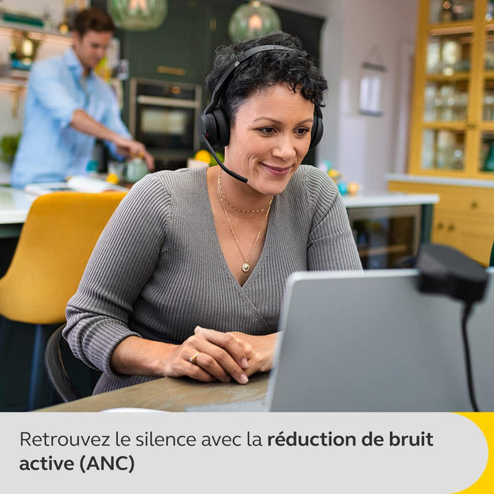 Jabra Evolve2 55 - schnurloses Stereo-Headset mit Ladestation Air Comfort - Mikrofone mit Geräuschun