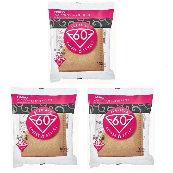 Hario V60 Papier-Kaffeefilter, Grösse 02-3 - 100 Stück (insgesamt 300 Filter) Import Japan - Natural