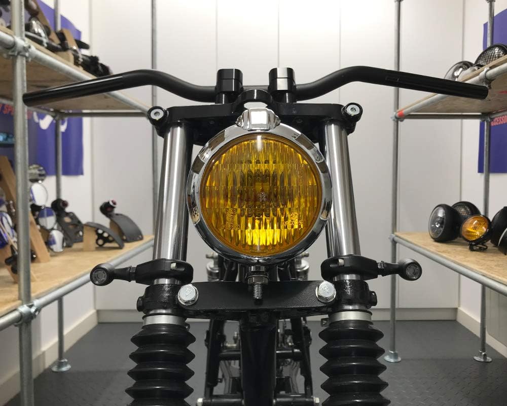 Motorrad Scheinwerfer Klassisch Chrom für Bobber Chopper Scrambler Cafe Racer - 12V 35W