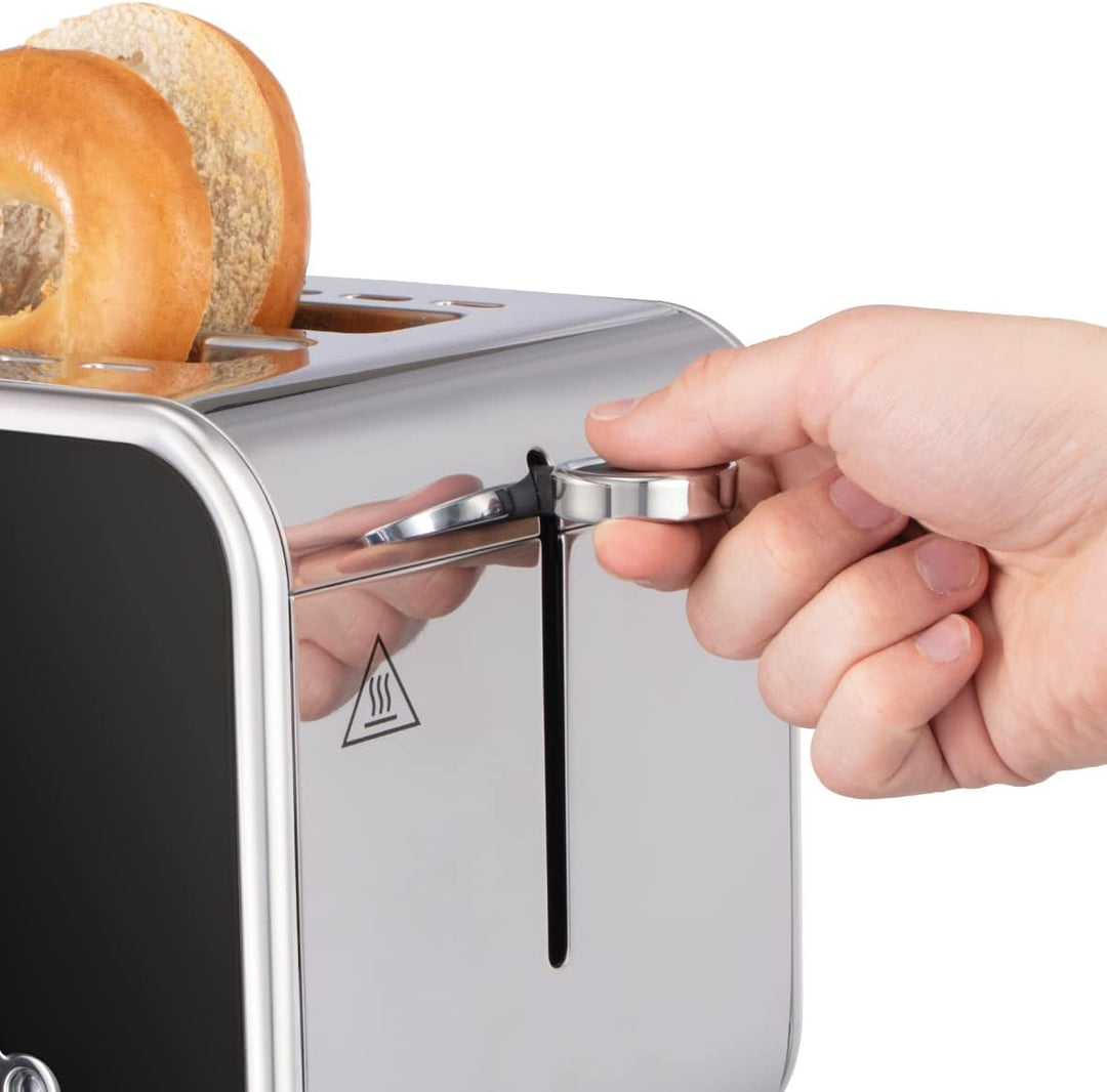 Russell Hobbs Toaster [für 2 Scheiben] Distinctions Edelstahl Schwarz (extra breite Toastschlitze, i