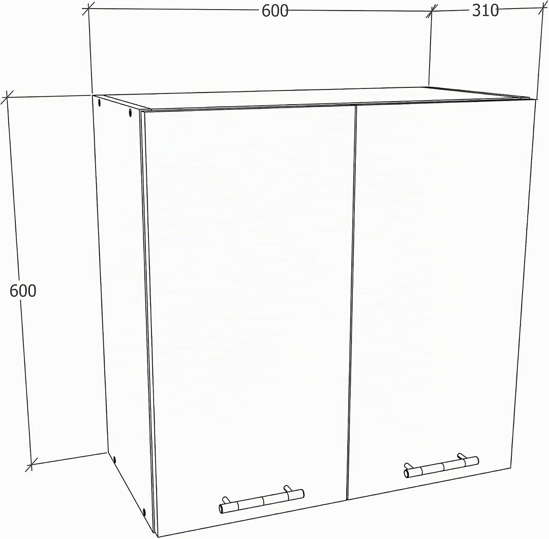 VCM Küchenschrank Breite 60 cm Holztür Hängeschrank Küche Küchenmöbel Esilo Weiss/Sonoma-Eiche Weiss