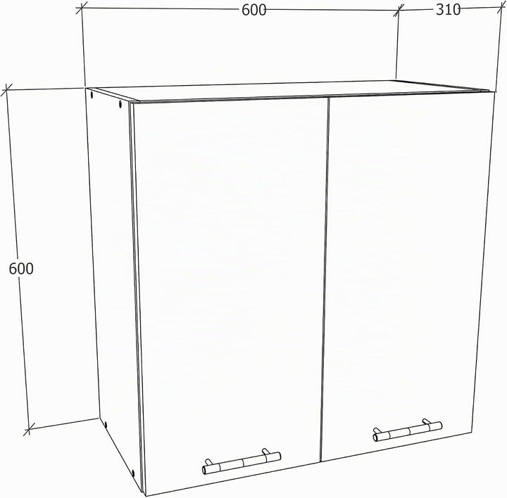 VCM Küchenschrank Breite 60 cm Holztür Hängeschrank Küche Küchenmöbel Esilo Weiss/Anthrazit Weiss /