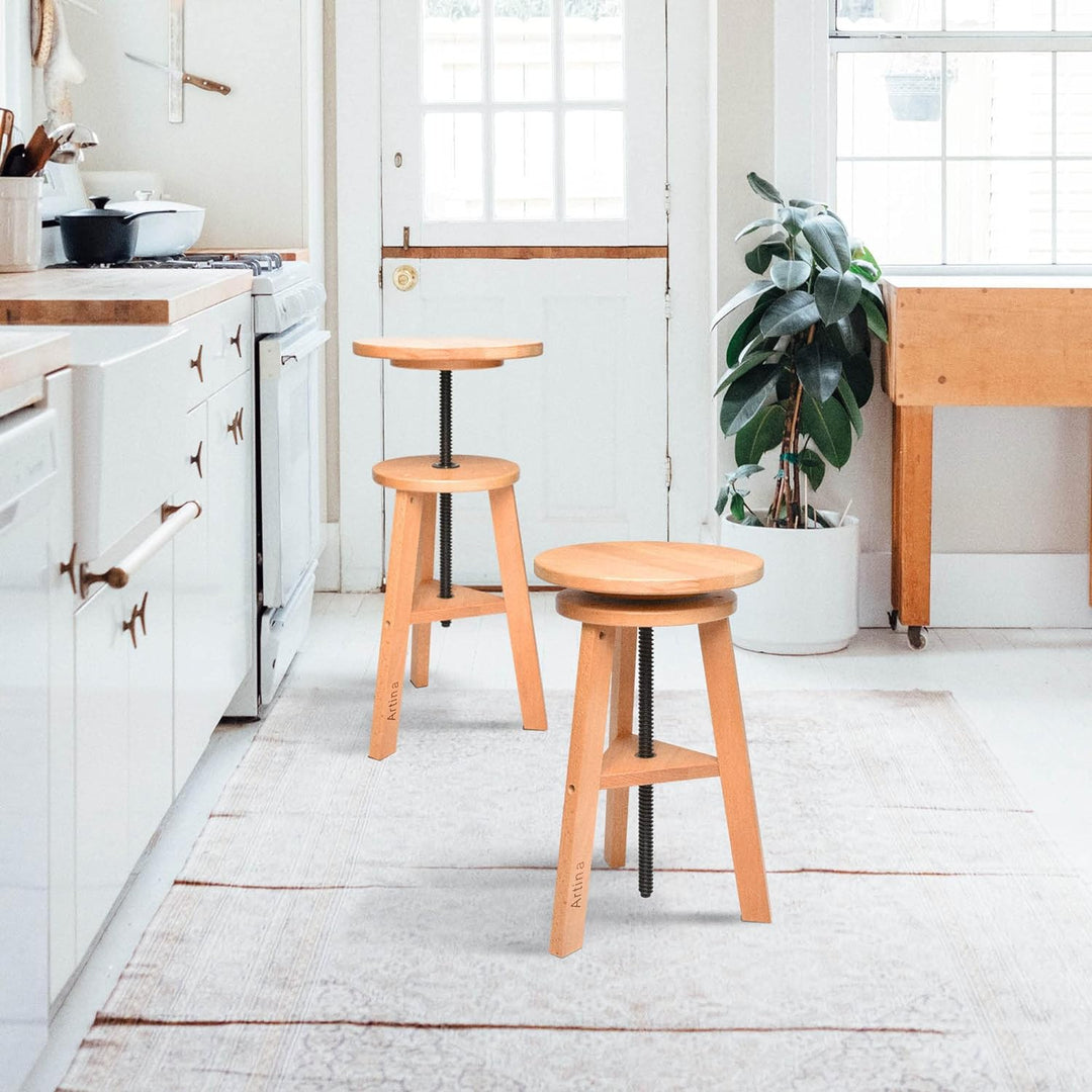 Artina Malhocker Arles Ø 30 cm Sitzfläche Drehhocker Holz höhenverstellbar 48-66cm - Künstlerhocker